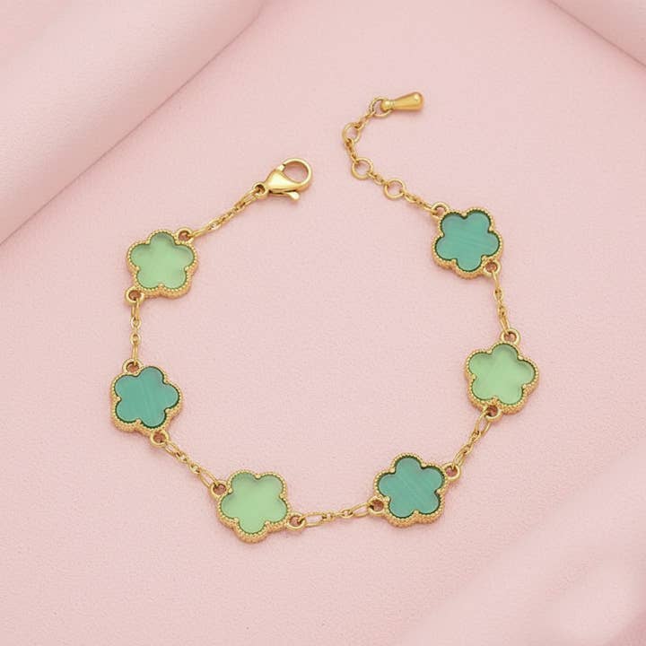 Brazalete de acero Chance 6 flores en piedras finas para venta al por mayor de Bijoux 7bis