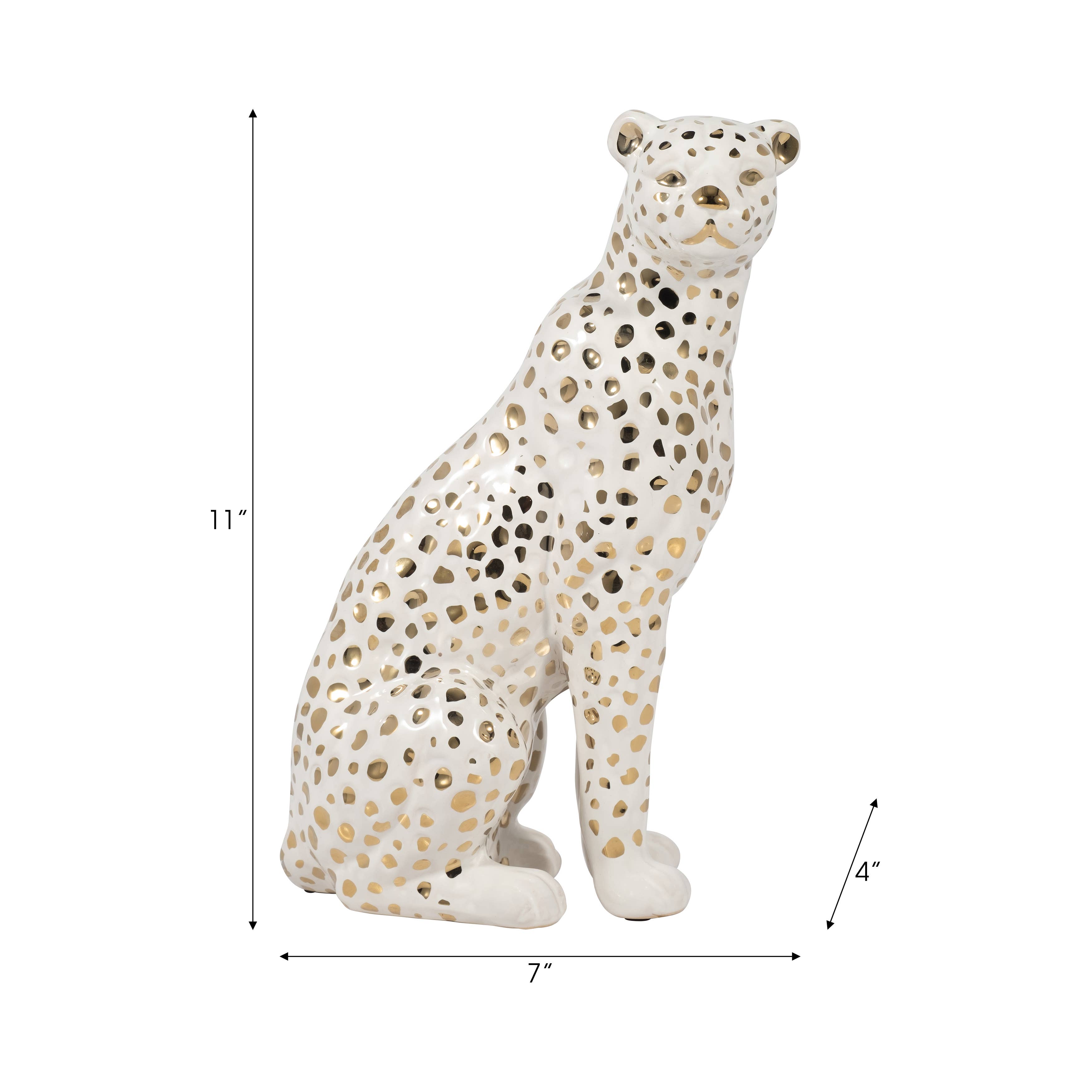 Sagebrook Home - Wholesale Decorative Figurine - Ceramic Sitting Leopard Decorative Figurine - White, 11 in.3