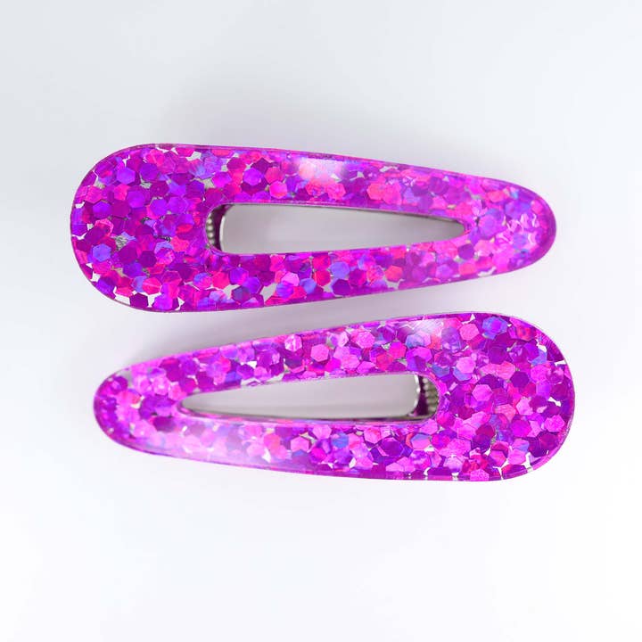 Verdant Moon - Wholesale Hair Clip - Women's - Glitter Hair Clips — Pink, Champagne, Lime Green, Teal, Blue, Black/Pink, Magenta6