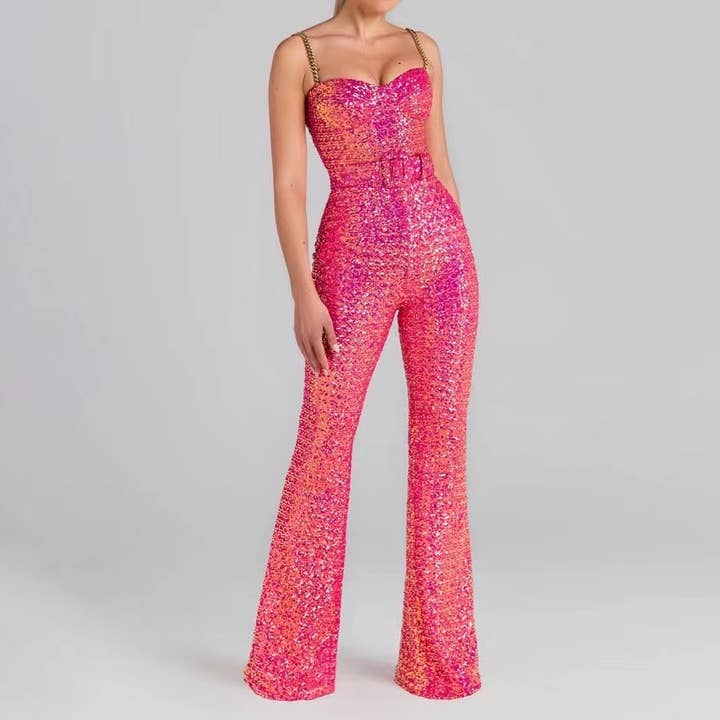 Gold JP012 Eleganter Overall mit Pailletten - Sommer-Chic für den Großhandel auf Faire