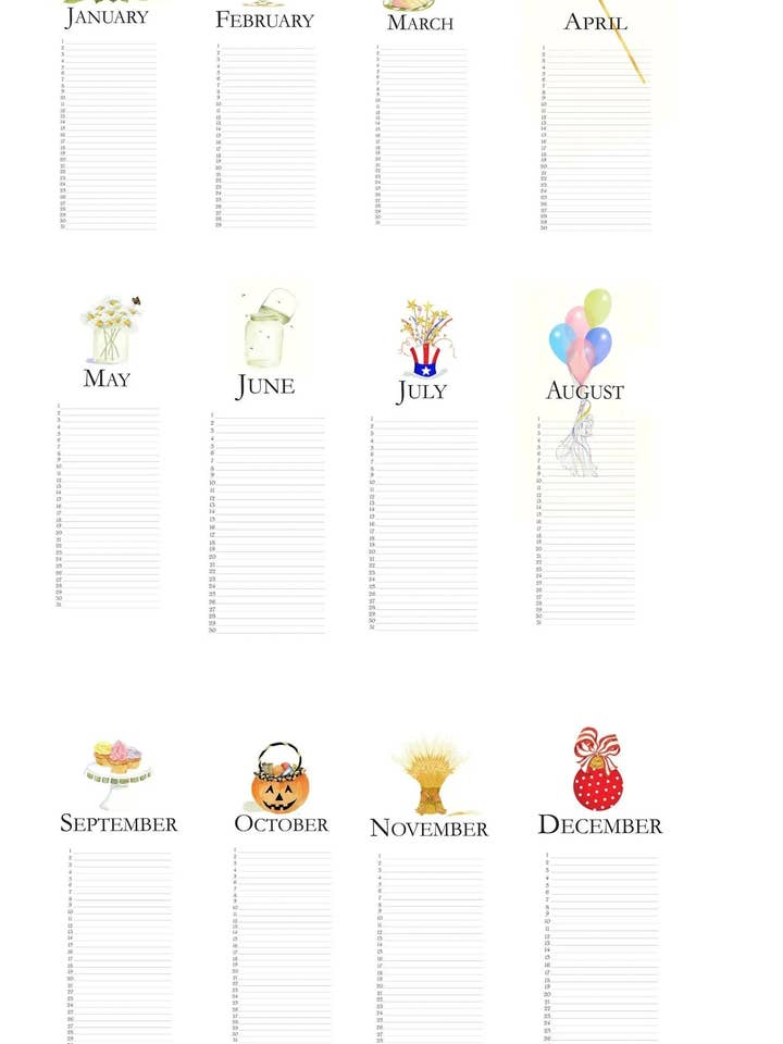 CALENDAR PERPETUAL BIRTHDAY - (PPC102 Perpetual Calendar for wholesale by Stevie Streck Designs