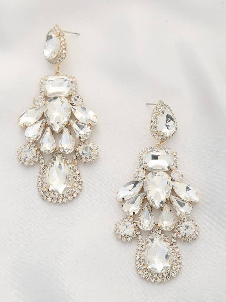 BOUCLE D'OREILLE PENDANTE EN STRASS EN FORME DE LARME FE-1689 pour la vente par anbfashion