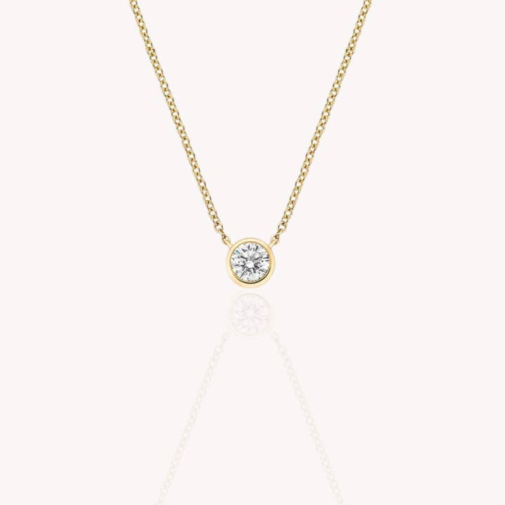 Bezel Set Round Diamond Necklace 0.5 Carats - 14k Solid Gold for wholesale by Ellison+Young