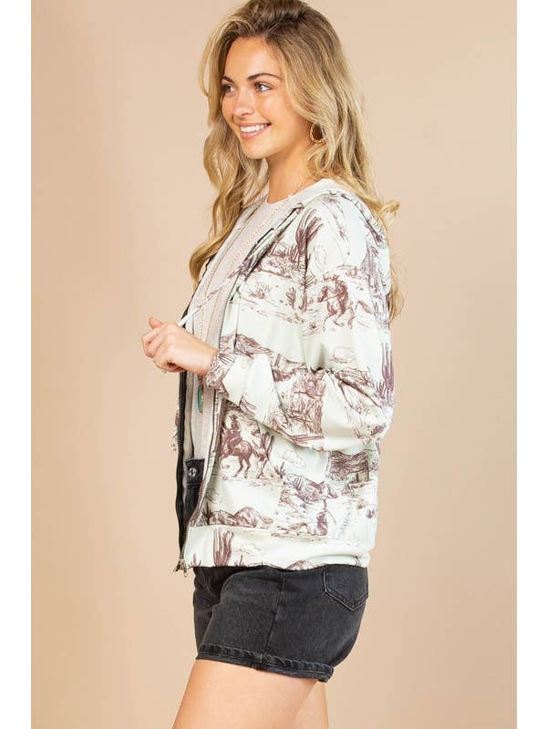 PICTACHIO/MARRONE CHIARO FELPA CON CAPPUCCIO APERTA SUL DAVANTI AV1261-RILEY WILD WEST in vendita all'ingrosso su Faire5