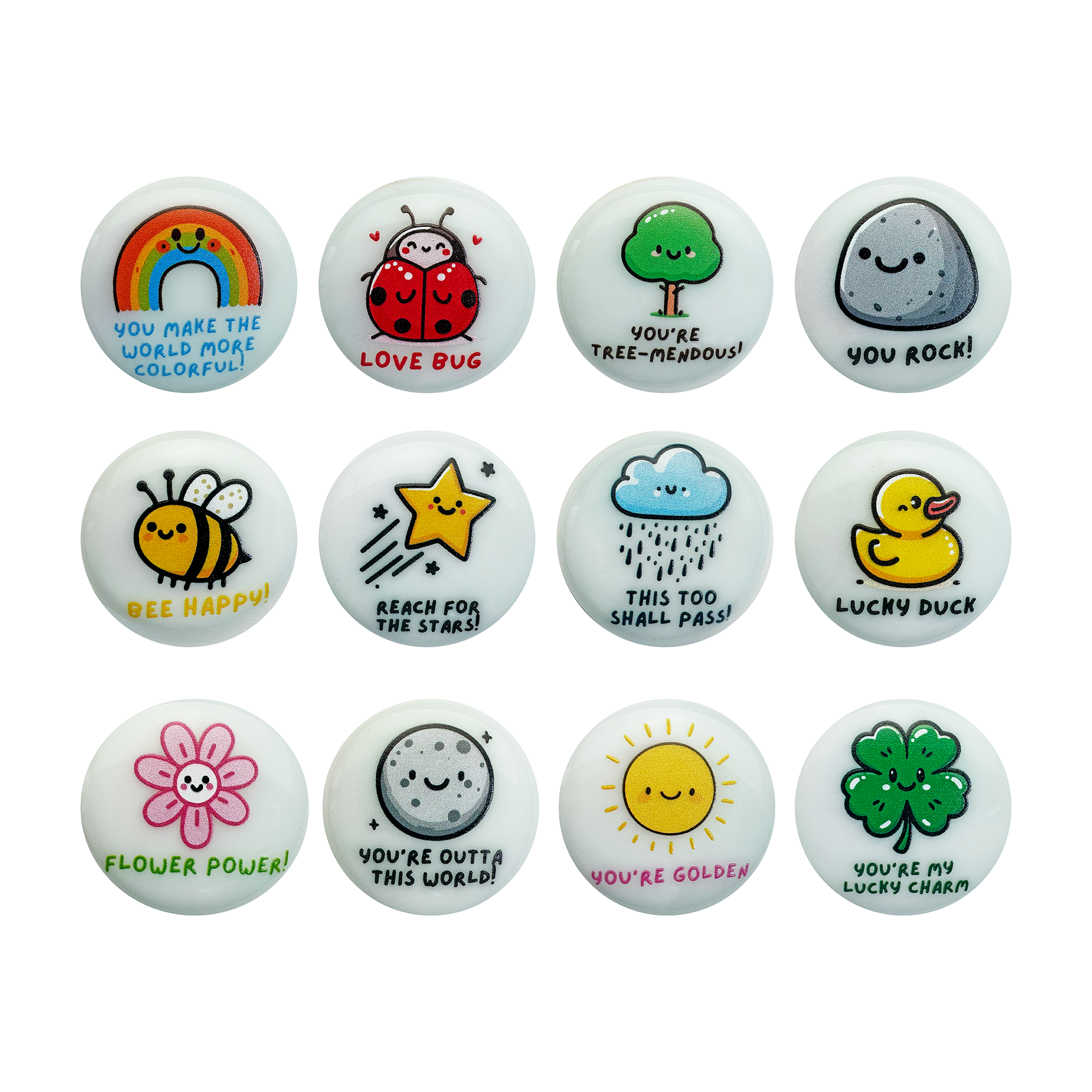 Lifeforce Glass, Inc. - Wholesale Verzamelmunt - Happy Stone-assortiment, 100 bedrukte glazen stenen16