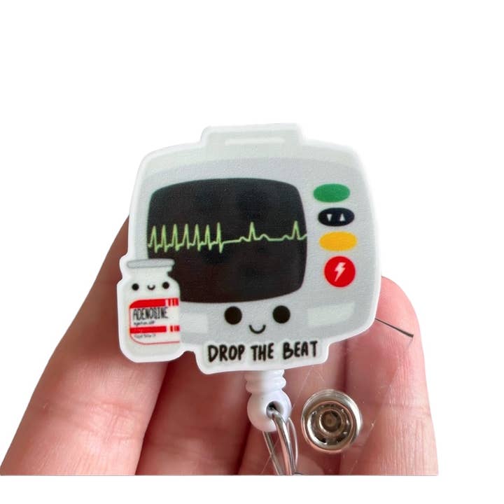 Fuzzy Edges Crafts LLC - Wholesale Badge Accessory - Unisex - Drop the Beat - Nursing Cardiac - Â Badge Reel Holder