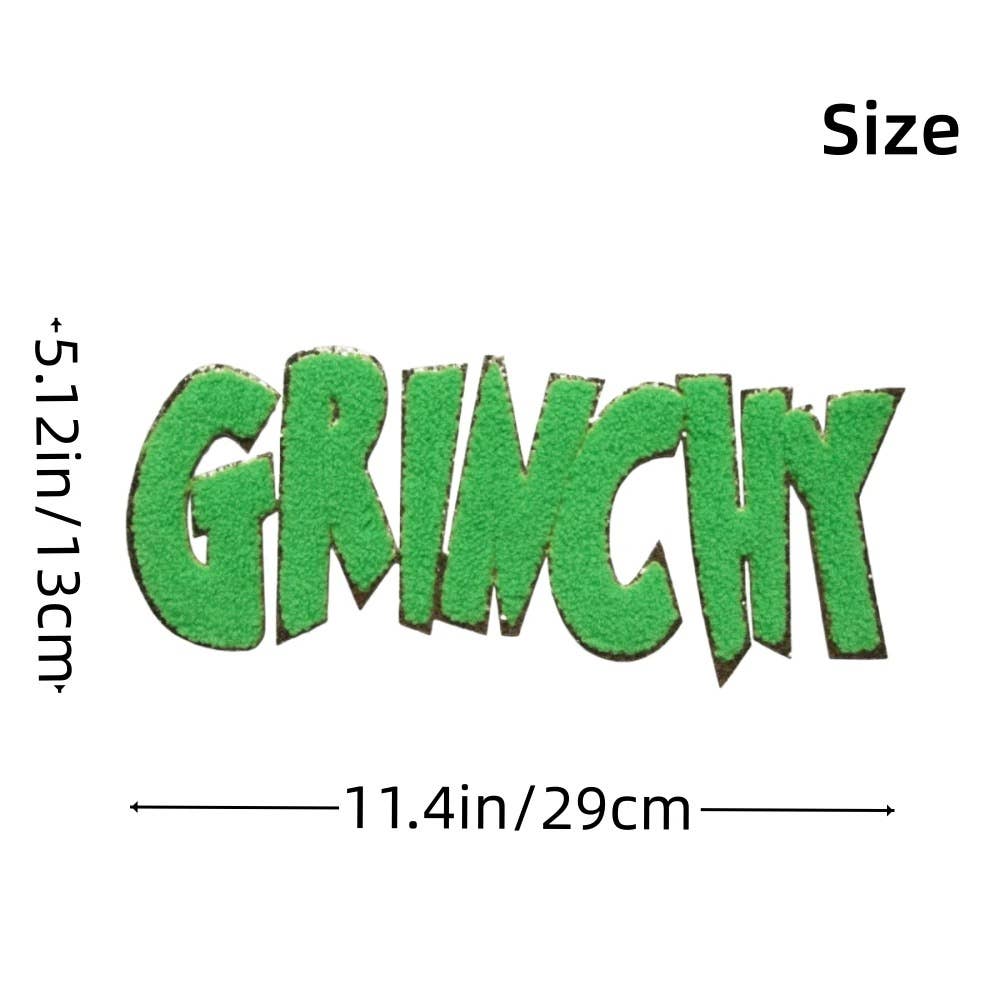 Rosie Posie Patches - Wholesale Sublimation Transfer - GRINCHY Chenille Iron On Christmas Patch3