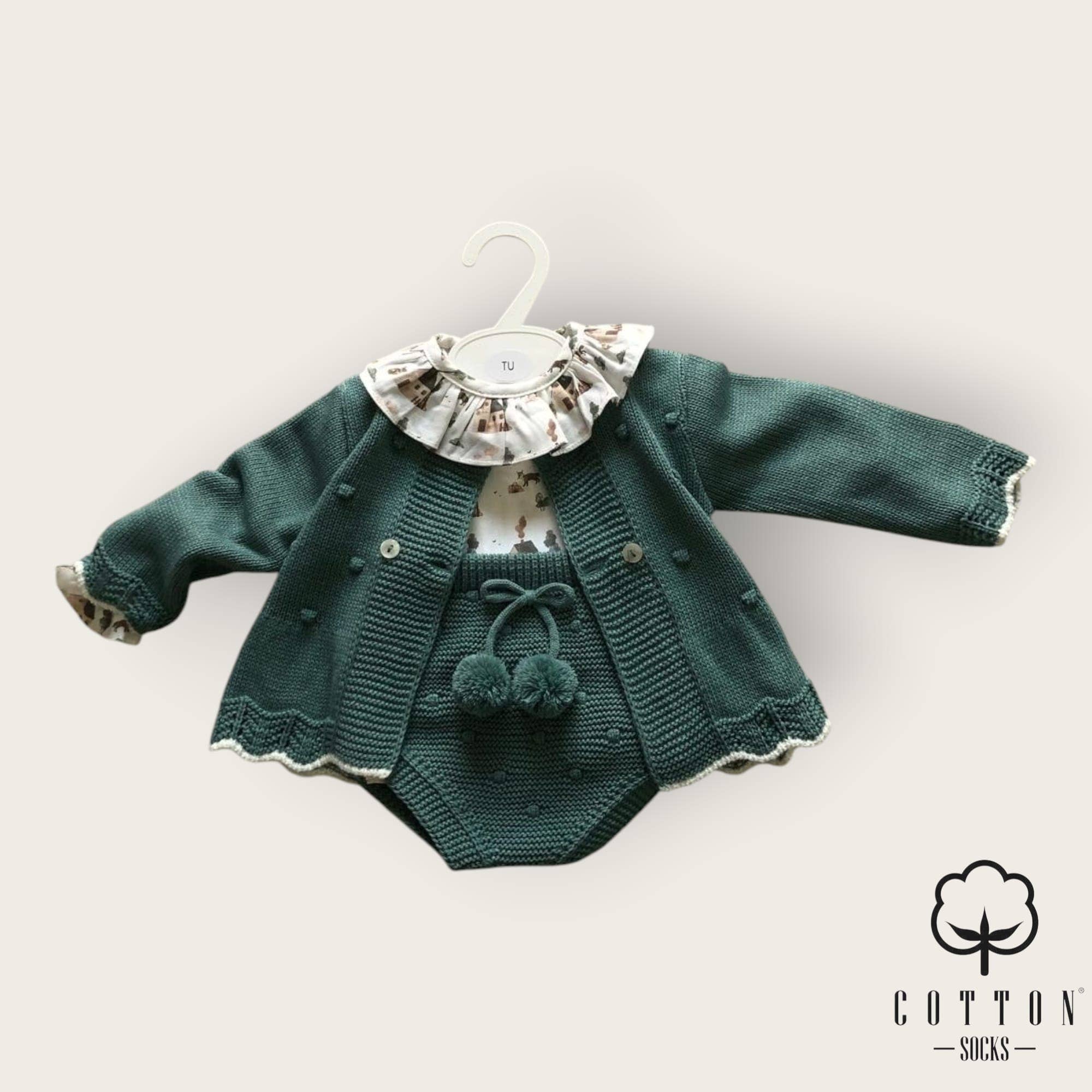 Cotton Socks - Wholesale Clothing Set - Baby - 472 Knit set with shirt + cover + coat0