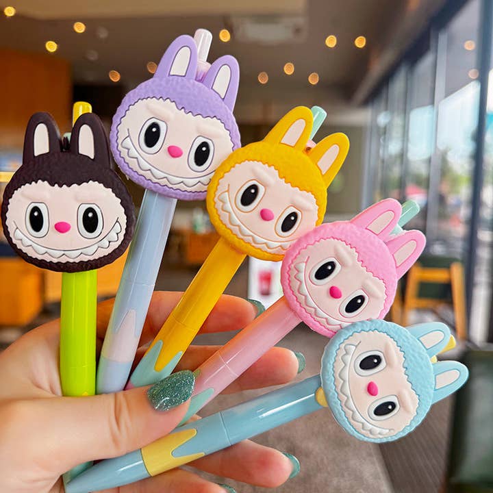Labubu cartoon patch gel pen cute labubu pen for wholesale by Little Trendy