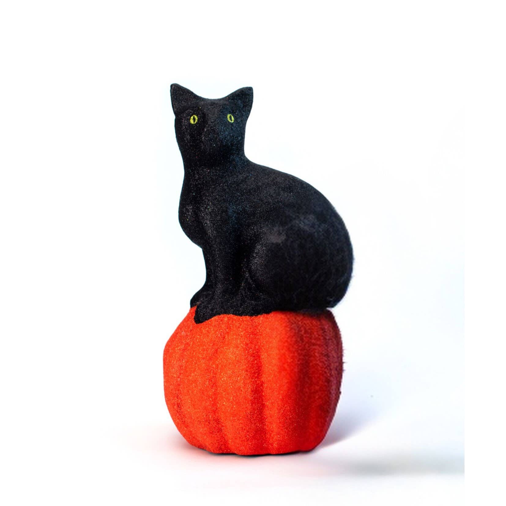 Dekorasyon Gifts  Decor - Wholesale Decorative Figurine - 13" Paper Mache Cat on Pumpkin (Black/Orange)0