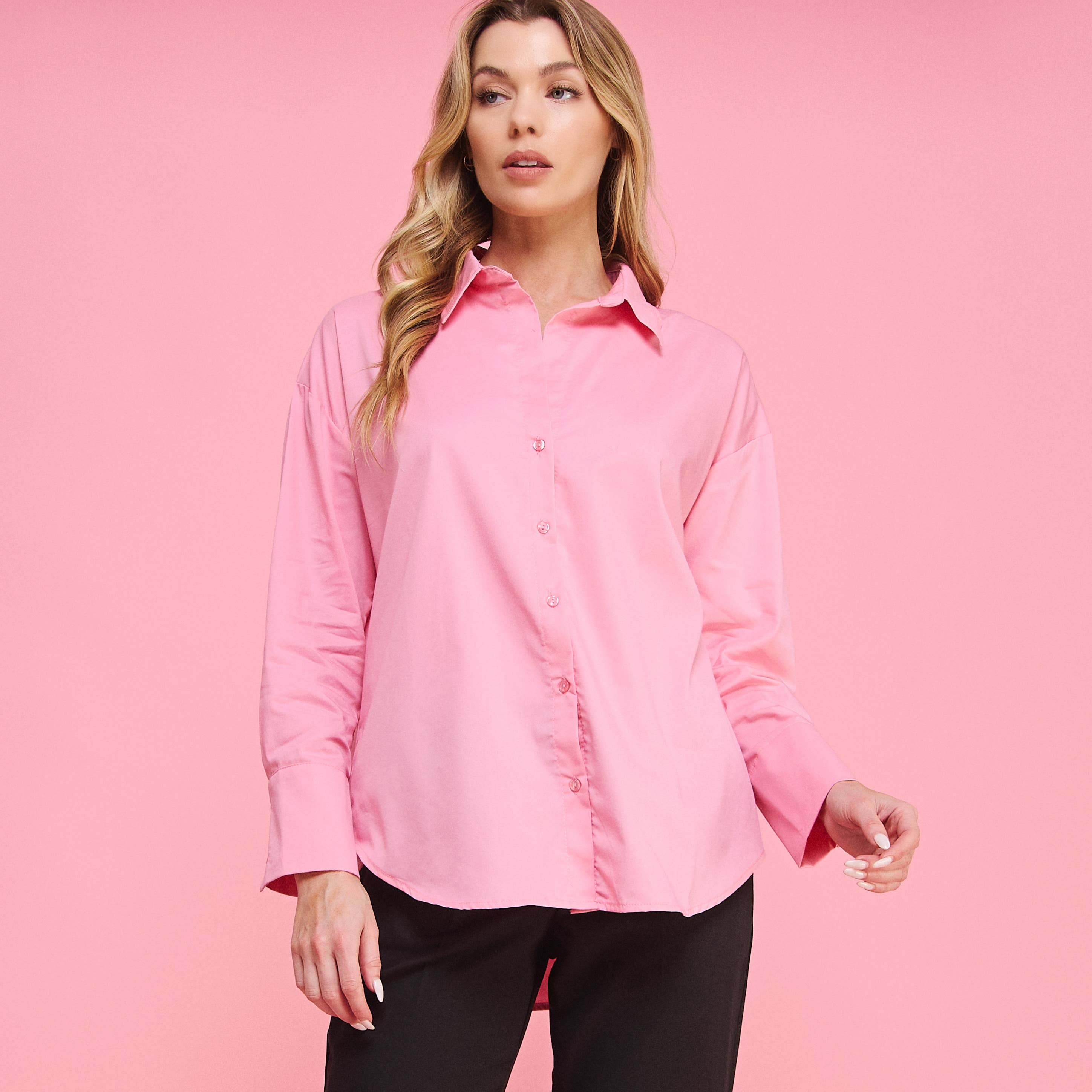 FREEZIA - Wholesale Button Down Shirt - Women's - 4th of july BUTTON DOWN COLLAR WHITE SHIRT-F749185