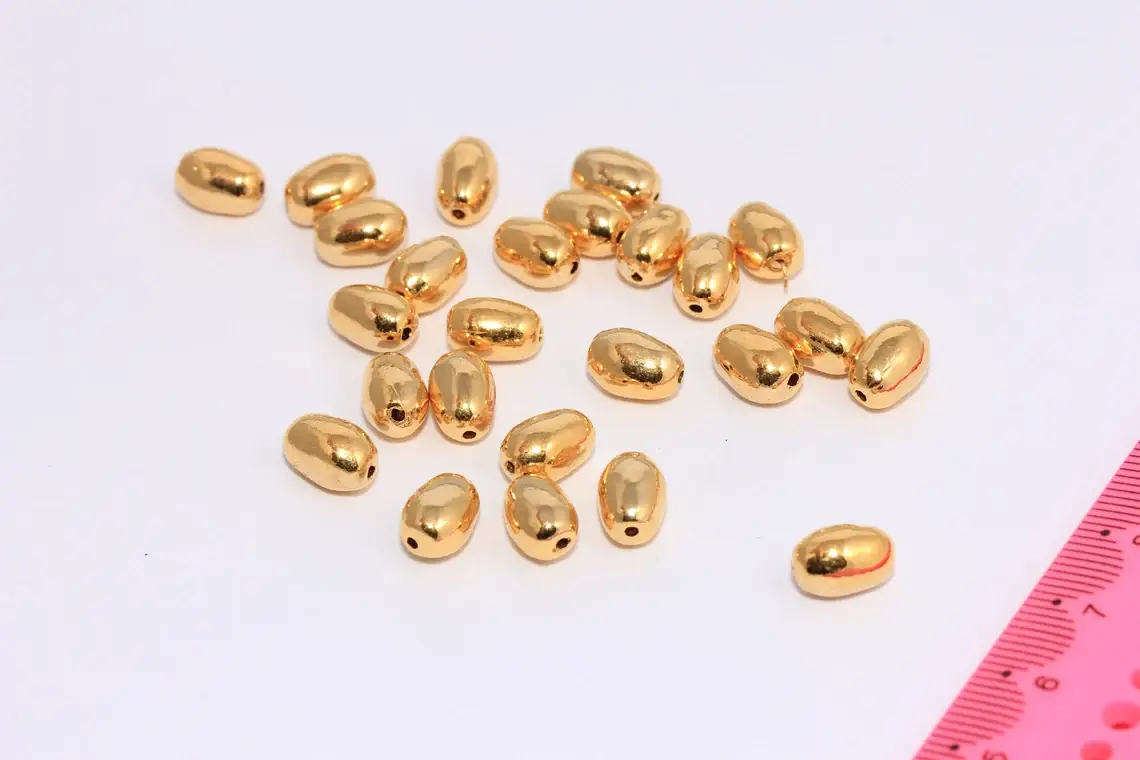 QueenJewelryM - Wholesale Beads - 6x10mm 24k Shiny Gold Irregular Shape Potato Beads, CHK155-80