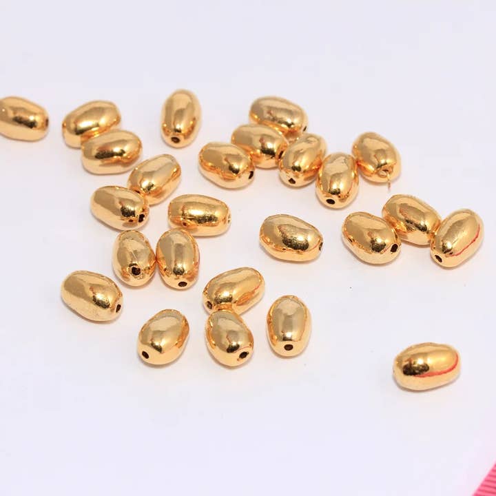 QueenJewelryM - Wholesale Beads - 6x10mm 24k Shiny Gold Irregular Shape Potato Beads, CHK155-80