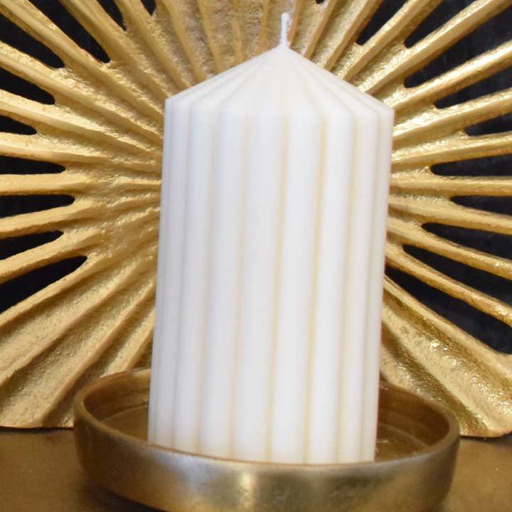 Vela de pilar acanalado de columna corta para venta al por mayor de Crafted Gifts Atelier