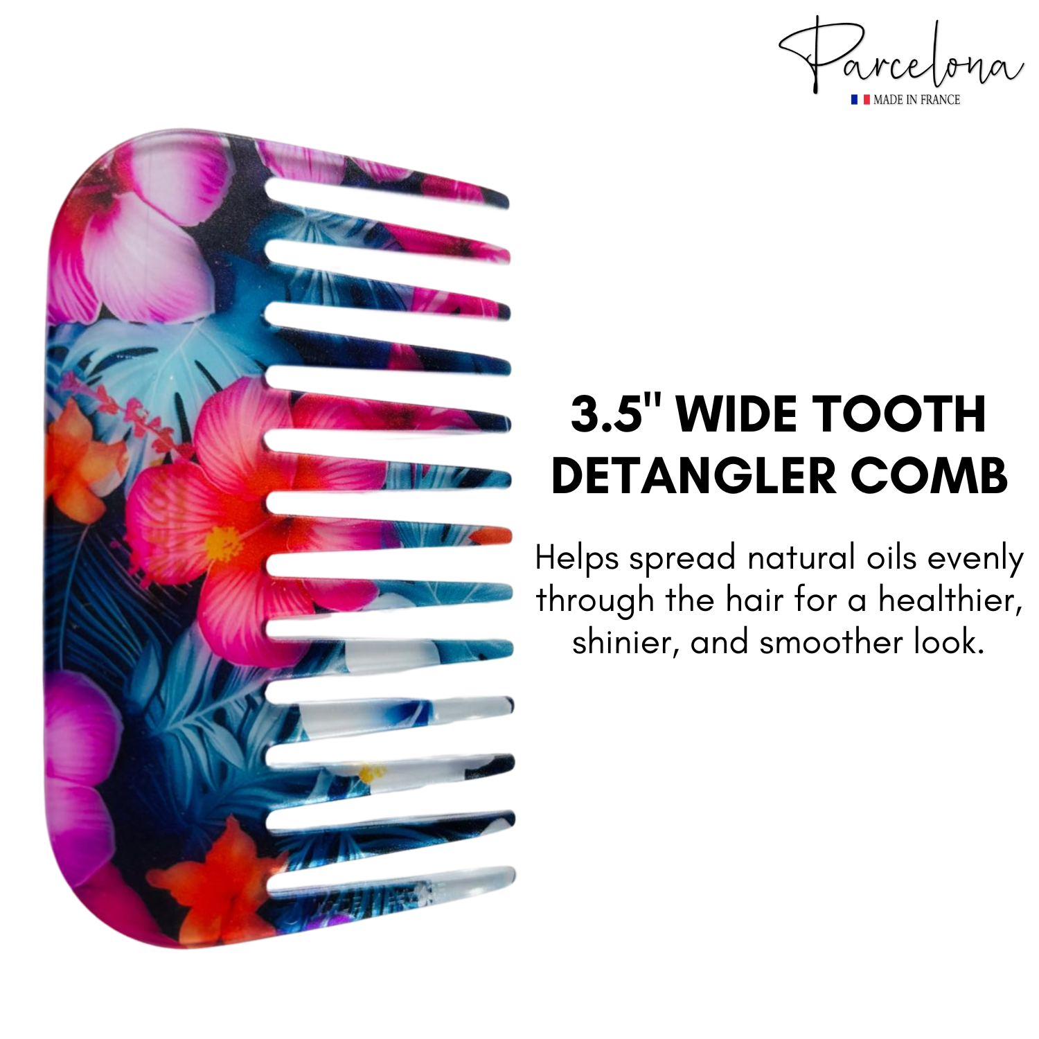 Parcelona - Wholesale Hair Brush/Comb - Parcelona Wide Tooth Comb Tropical Toucan Floral Print Comb for Thick Curly Hair53