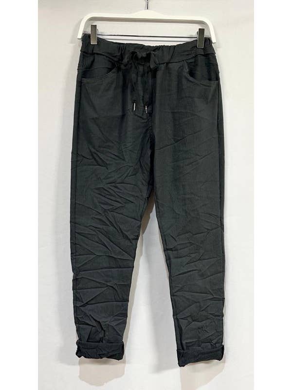 VENTI6 - Wholesale Athletic Sweatpants/Joggers - Women's - SOLID DRAWSTRING CRINKLE JOGGERS (6175-SOLID)12