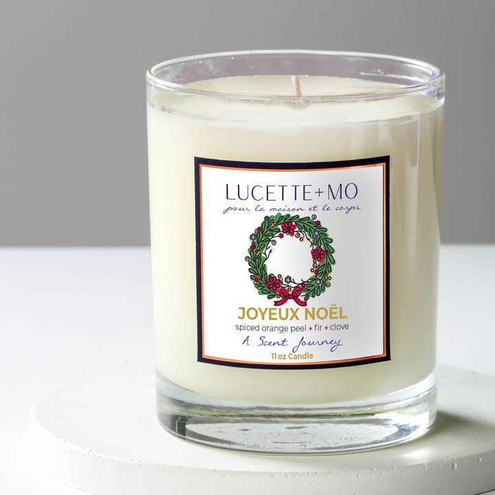 Joyeux Noël - 11oz Luxury Scented Candle |Orange Peel & Fir Notes | Lucette+Mo for wholesale by Lucette+Mo