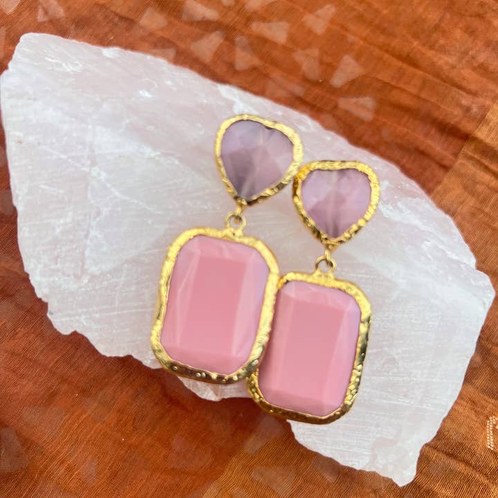 Georgia On My Mind - Wholesale Dangle earrings - Double Stone Earring- Large3