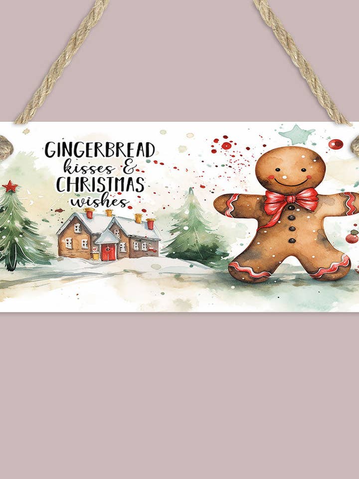 Christmas Gingerbread Kisses Holiday Wall Sign for wholesale by Cali Boutique Wholesale