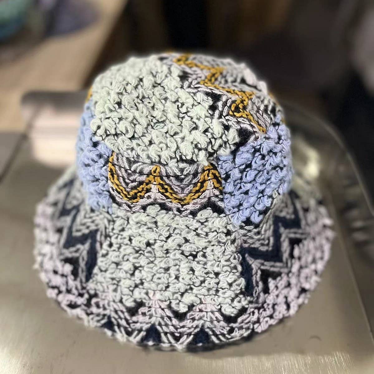 NINEXIS - Wholesale Bucket Hat - Women's - CWAH2213_ETHNIC RETRO COLOR MATCHING KNITTED BUCKET HAT6