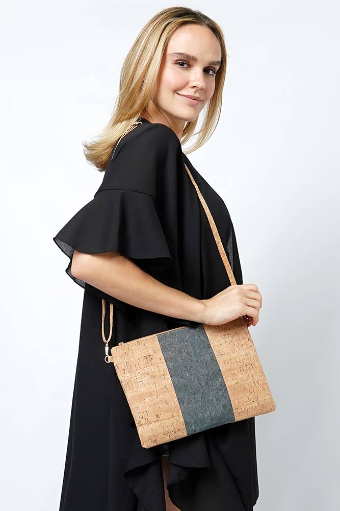 Hana - Wholesale Crossbody Bag - Women's - Bold Middle Stripe Cork Clutch Crossbody Bag3
