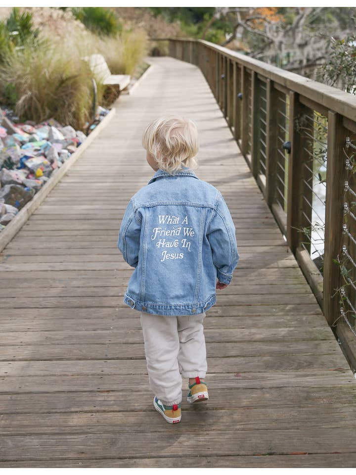 Elevated Faith - Wholesale Denim Jacket - Kids - What a Friend in Jesus Kids Denim Jacket4