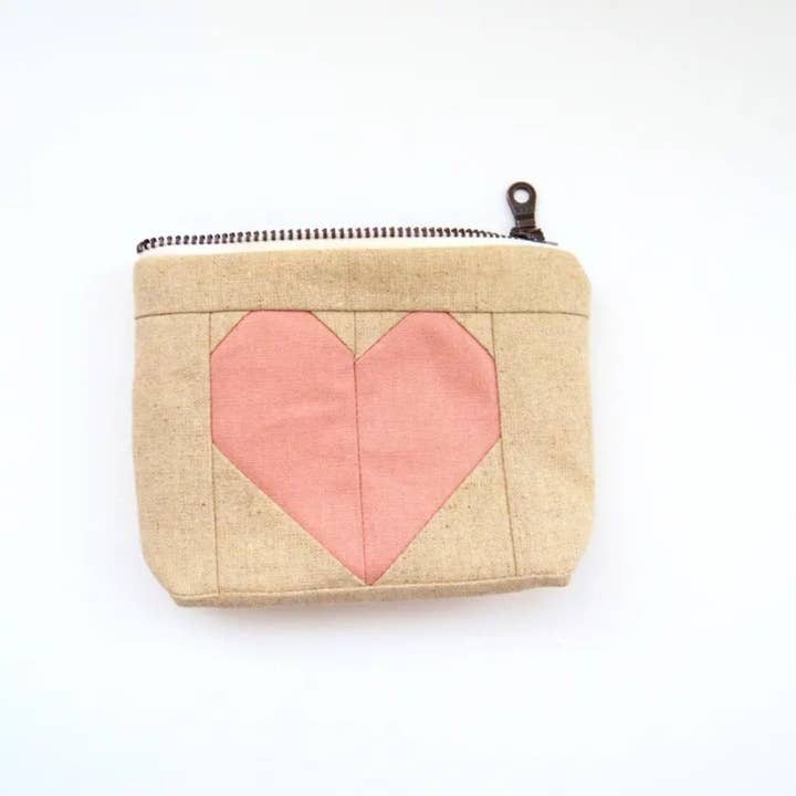 PaperFromHeaven - Wholesale Pouch – Women’s - Light Pink Heart Zipper Bag – Card Pouch - Galentine's Gift 1