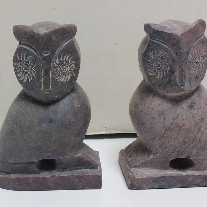 Juego de sujetalibros de piedra jabonosa búho para venta al por mayor de natural habitat