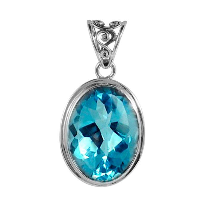 Pendentif Vague en Argent Sterling et Topaze Bleue — Kamaron Bali pour la vente par Kamaron Bali