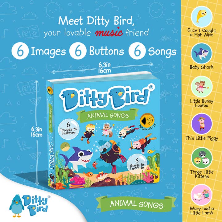 Ditty Bird Australia - Wholesale Book - Kids - Ditty Bird Book:Animal songs incl.Baby Shark- Best Toys