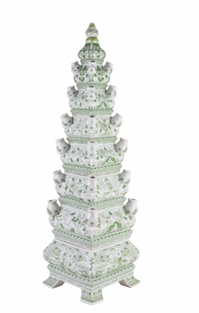 The Enchanted Home - Wholesale Vase - Large Grand Green and White Tulipiere0