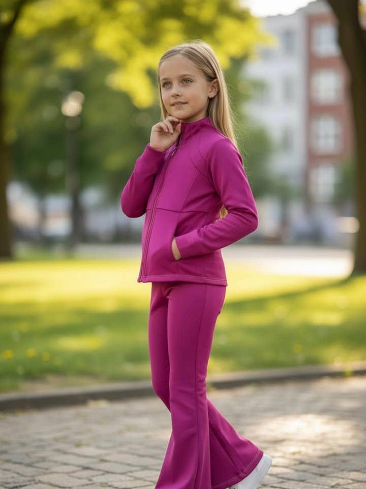 Ensemble actif extensible Fuchsia Girls. (Ajusté) GLP081906-AMY pour la vente par Kids Charm Online