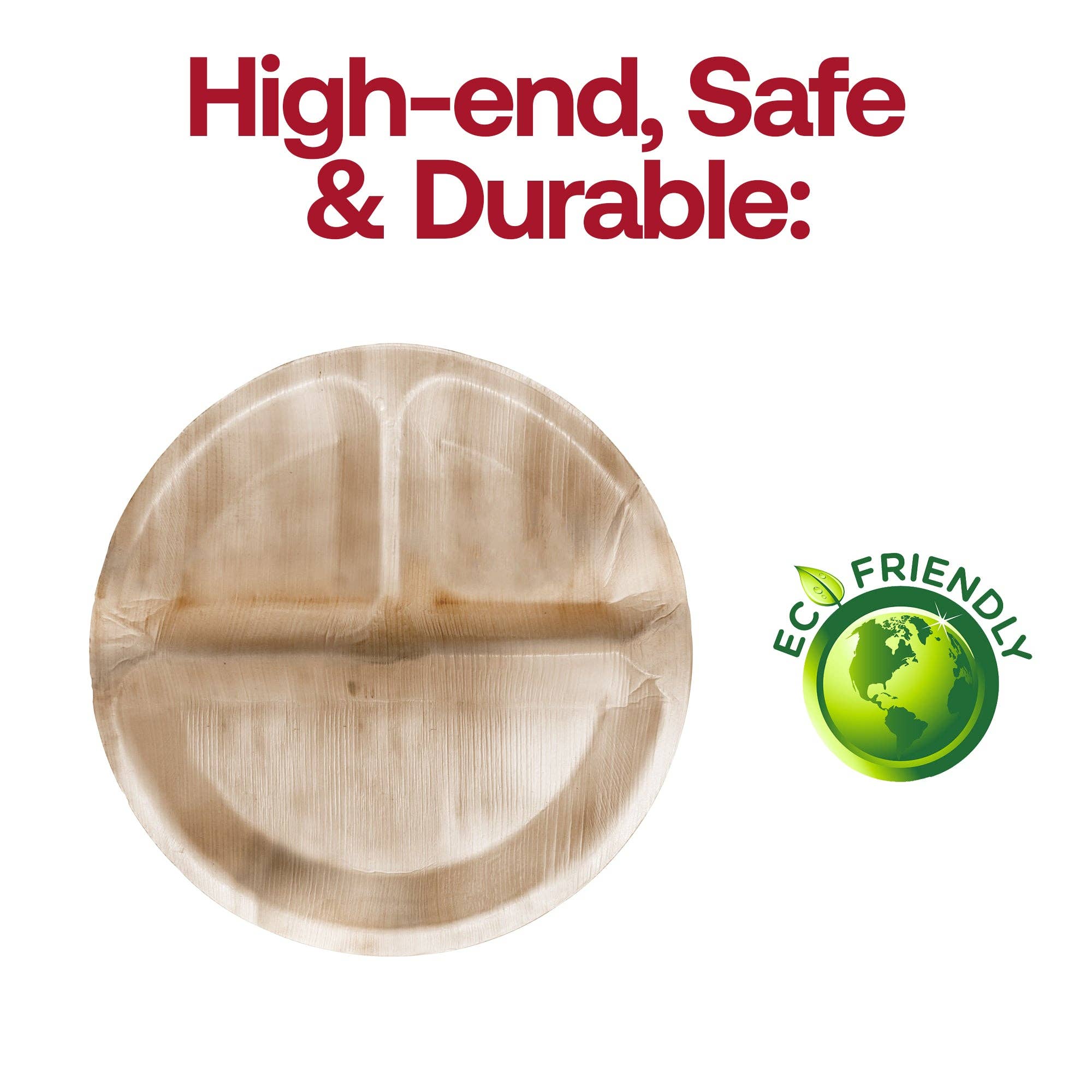 Smarty had a Party - Wholesale Disposable Plate - 10" Palm Leaf 3-Partition EcoFriendly Dinner Plates - 25 pcs2