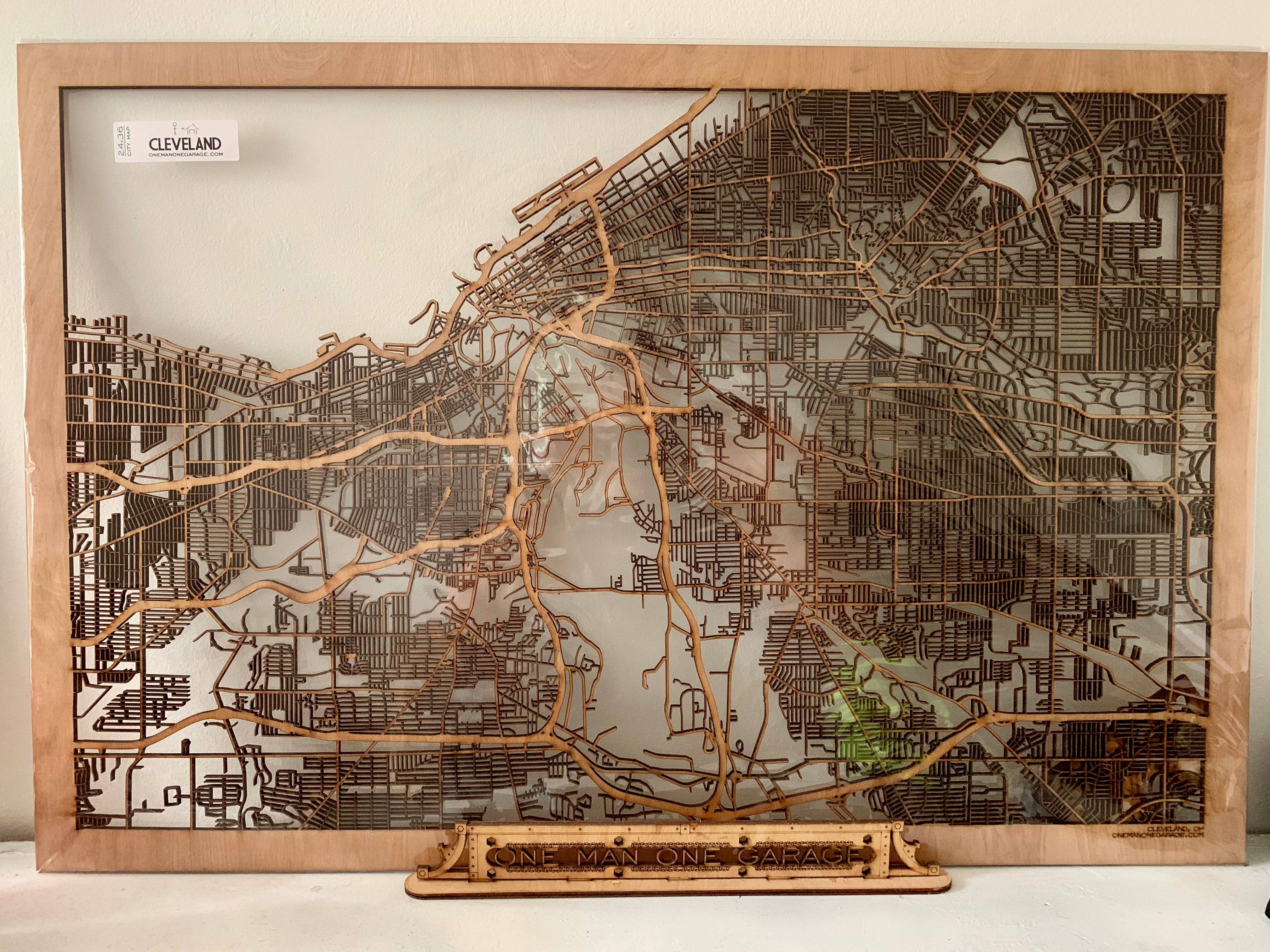 One Man One Garage - Wholesale Wall Accent - City Maps, Large 24x36" Perfect Housewarming Gift! Wooden Street Cutouts8
