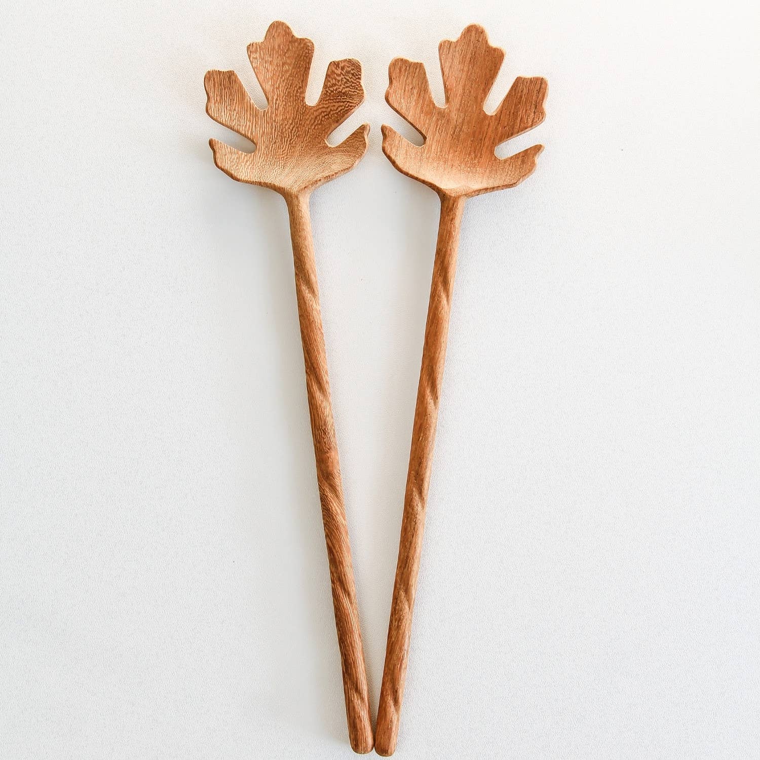 194 Craft House - Wholesale Serving Utensil - Hand Carved Leaf Shaped Wooden Spoon 12" - Serving Spoon3