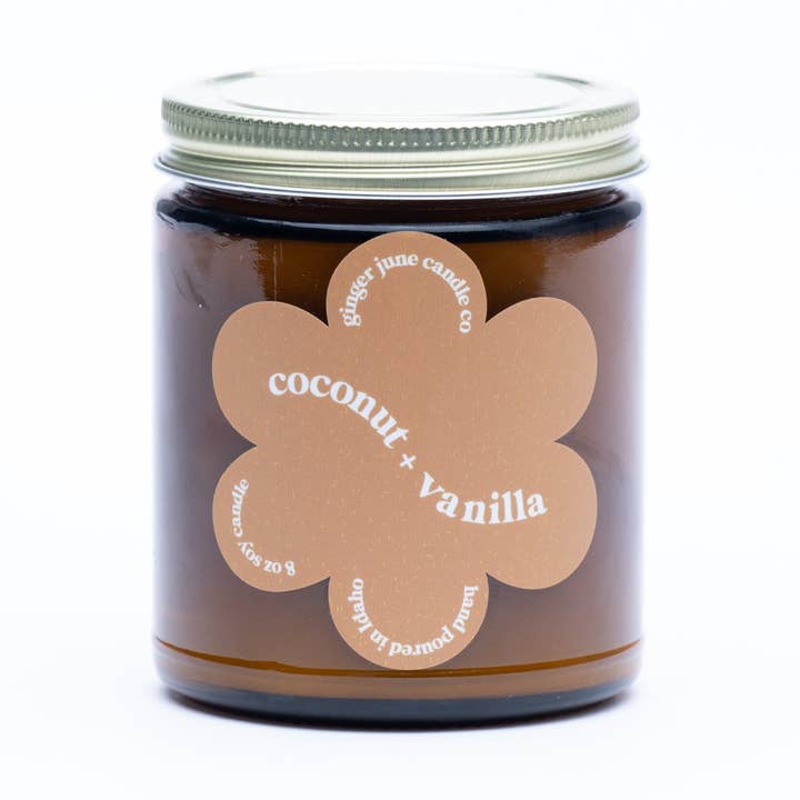 coconut vanilla • daisy collection • 9 oz soy candle for wholesale by Ginger June Candle Co.