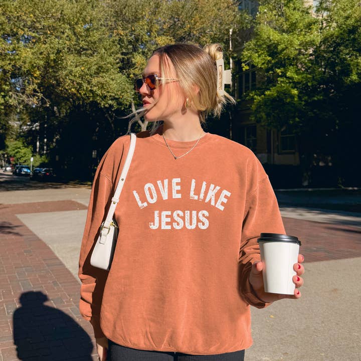 Love Like Jesus Christian inspirational Garment Dyed Comfort Colors Sweatshirt (2 lines) and other Purchase Wholesale verpackungsmaterial. Free Returns & Net 60 Terms on Faire trending on Faire.