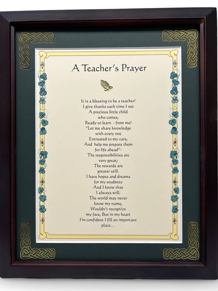 Une prière pour les enseignants - Cadeaux catholiques pour la vente par Irish Collection