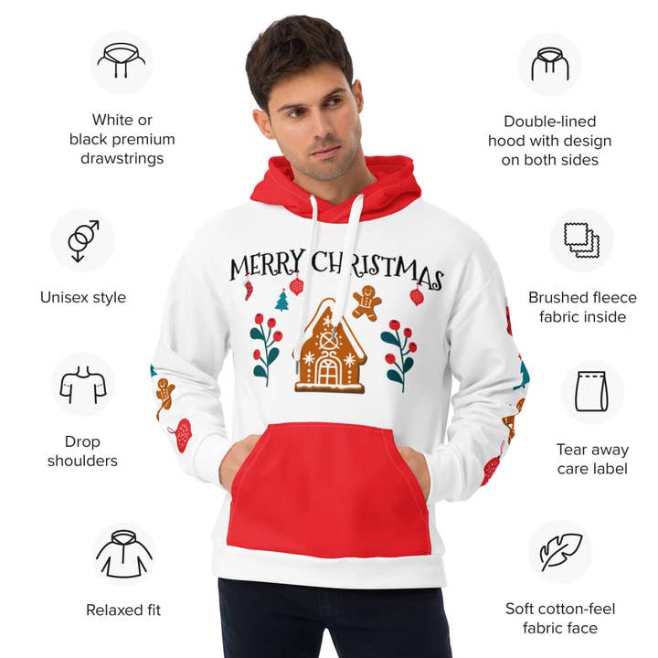 Merry Christmas Deluxe Unisex Holiday Hoodie for wholesale by Lady Liberty & Co.