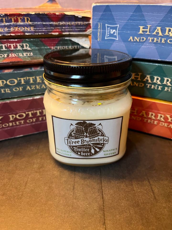 Butterbeer Glitter Candle for wholesale by Solstice Sisters