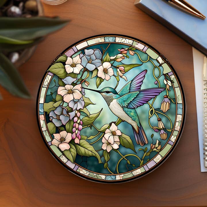 Fernville Creations - Wholesale Coasters - Hummingbird Faux Stained Glass Ceramic Coaster Eco-Friendly