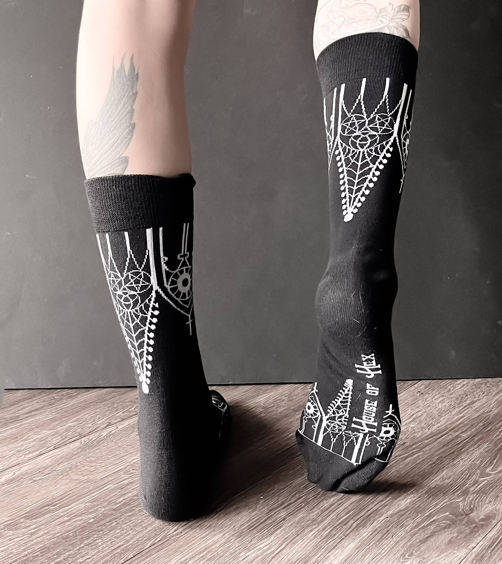 House of Hex - Wholesale Socks - Women's - Gothic Gables Socks | witch | goth | cathedral | dark2