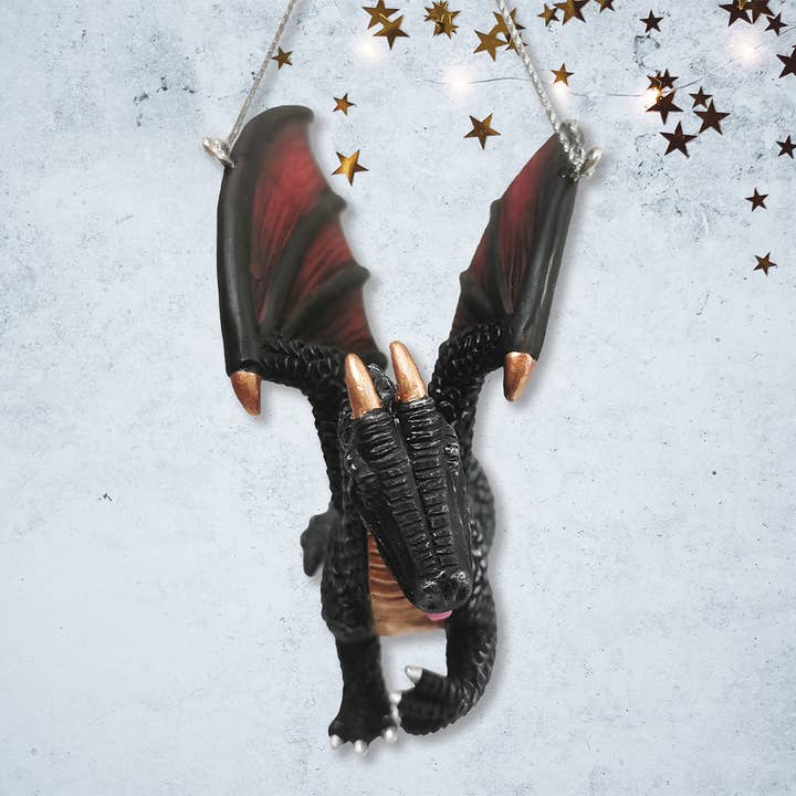 OrnamentallyYou - Wholesale Ornament - Fierce Mystical Black Dragon Ornament, Mythical Creature