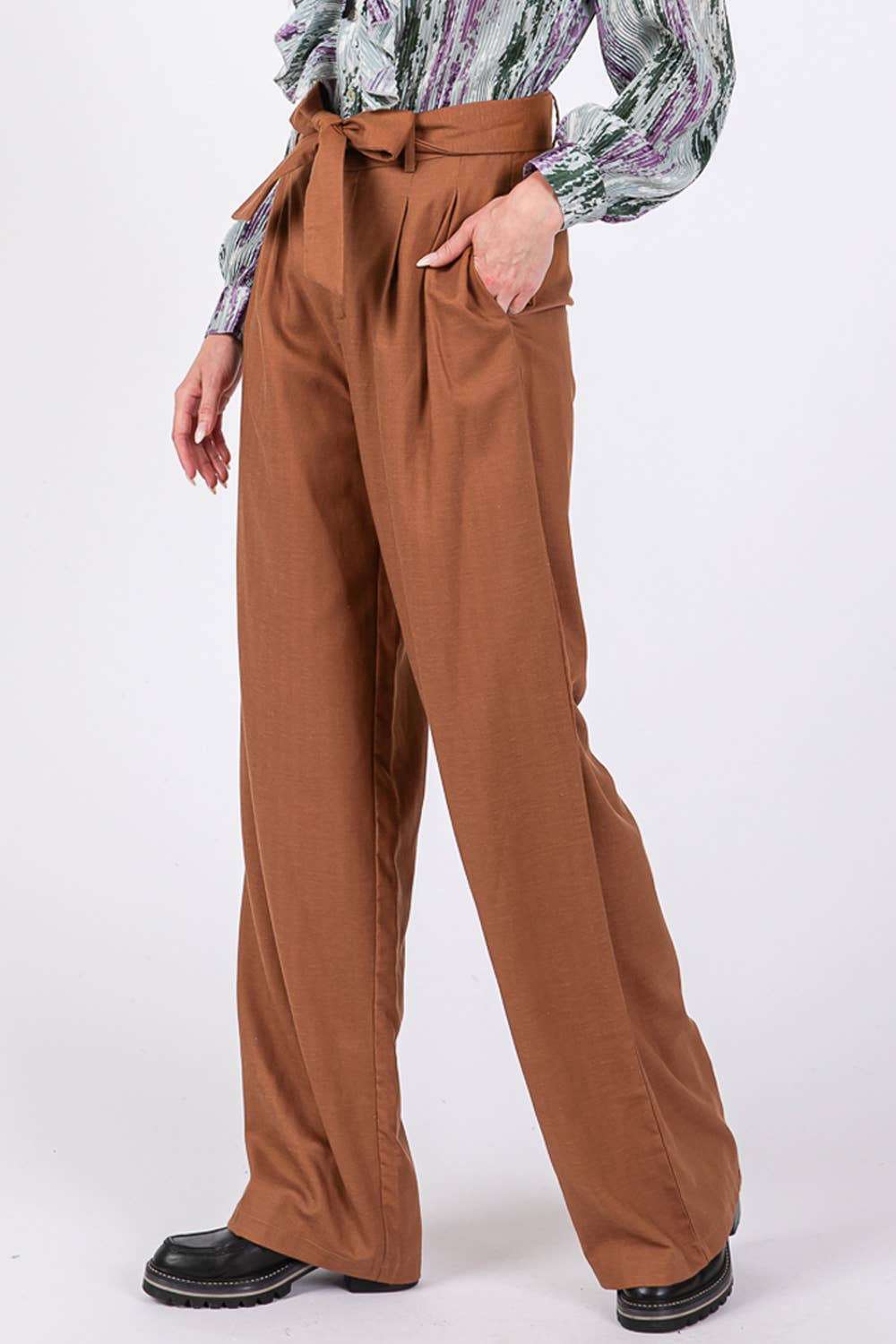 Sage + Fig - Wholesale Pants - Women's - HIGH WAIST BELTED PANTS (SP7328)3