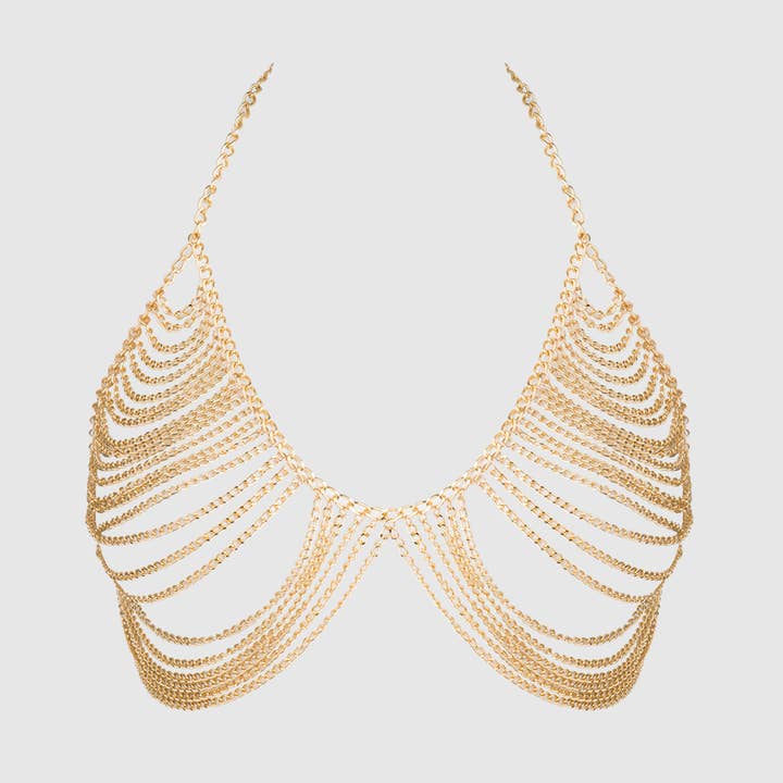 Guld Chain Drape Bralette i kæde for engroshandel på Faire0