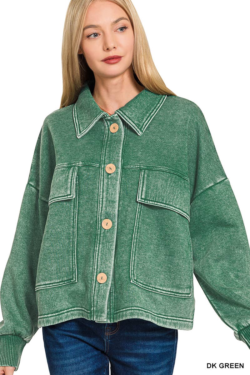 42POPS - Venta al por mayor Sobrecamisa - Mujer - ... CHAQUETA CORTA DE FORRO POLAR LAVADO CON ÁCIDO SI-253365