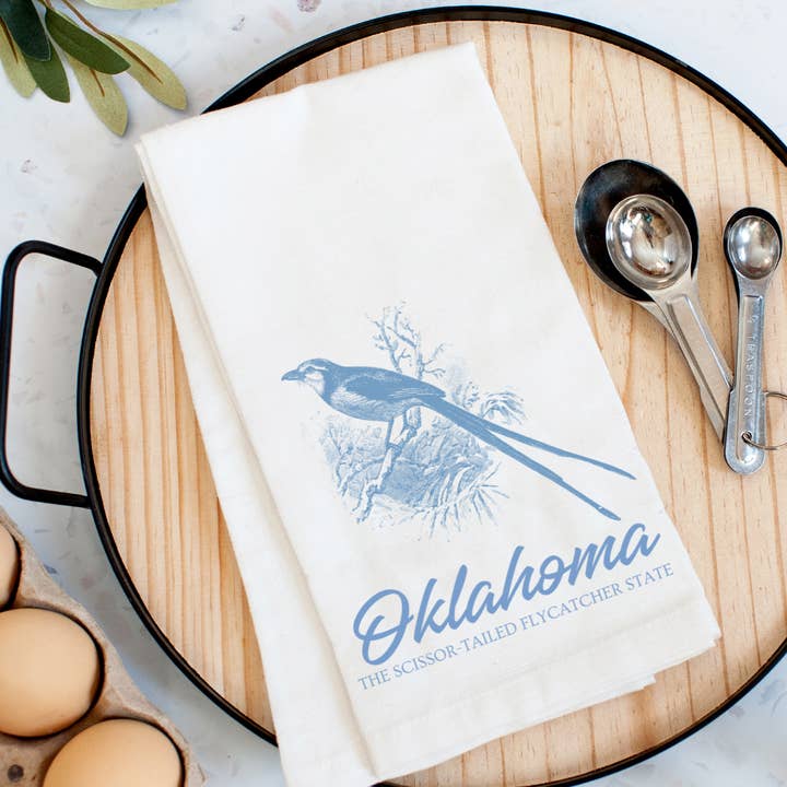 Oklahoma, The Scissor-Tailed Flycatcher State Kitchen Towel for wholesale by Pelican Provision Co.