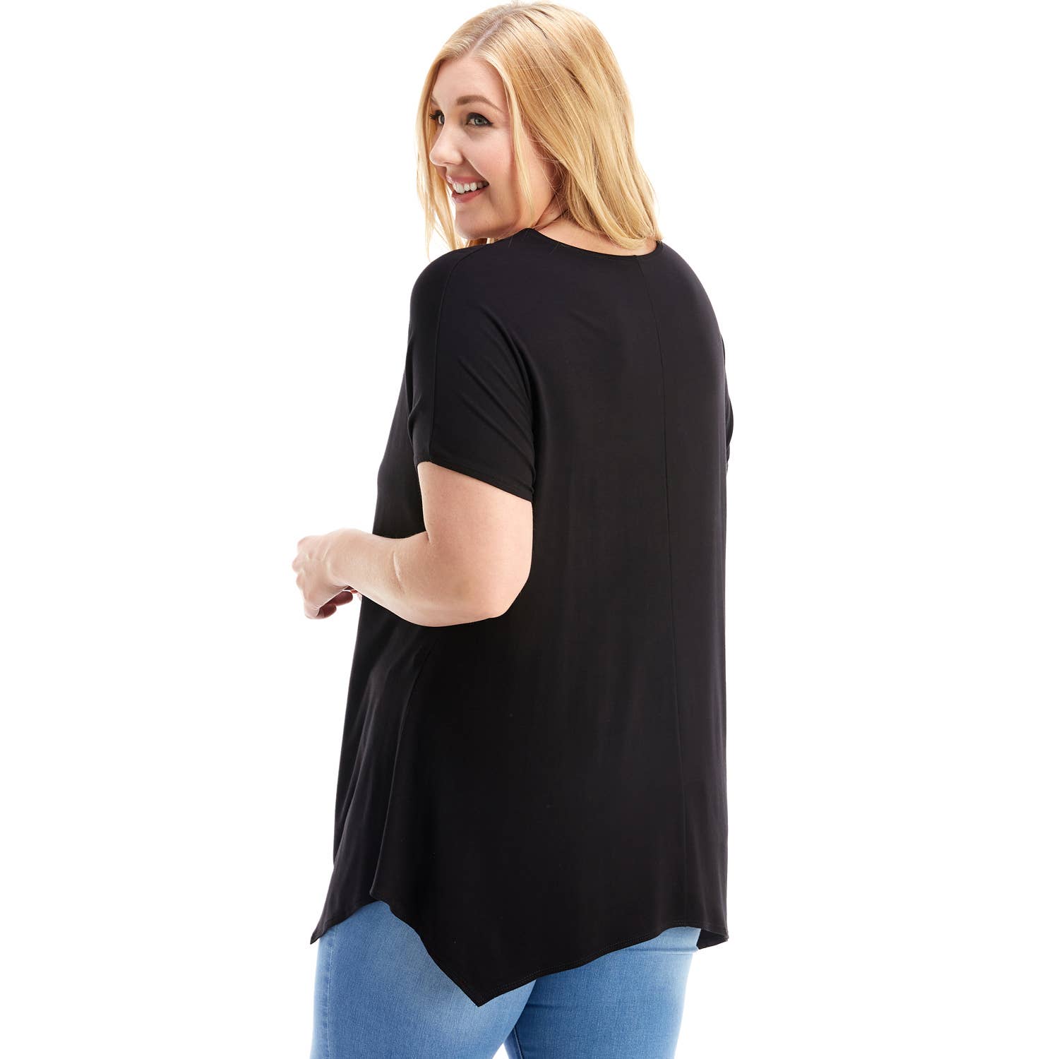 Azules Clothing - Wholesale Tunic - Women's - ATP-2307RSX Plus Size Asymmetric Short Sleeve Tunic81