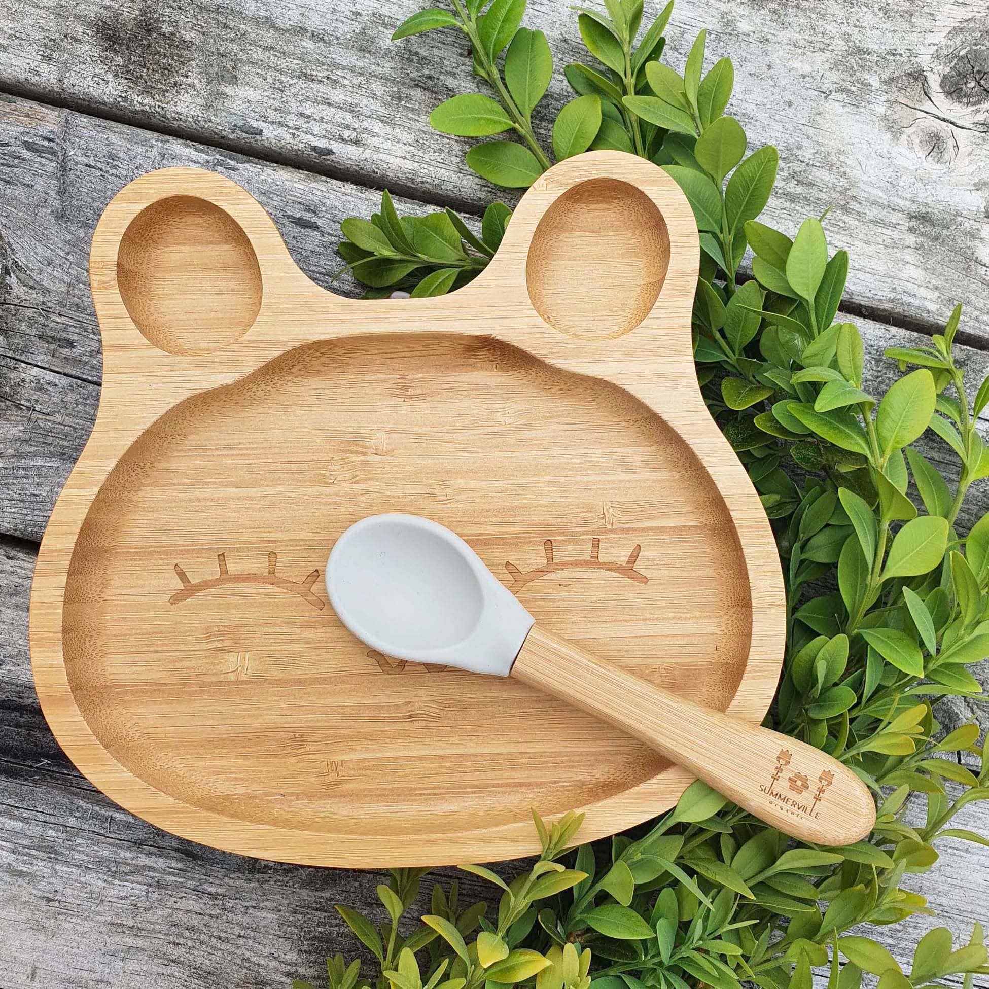 Summerville organic - Vente Service à vaisselle – enfant et bébé - Vaisselle en bambou pour enfants, gris lapin4