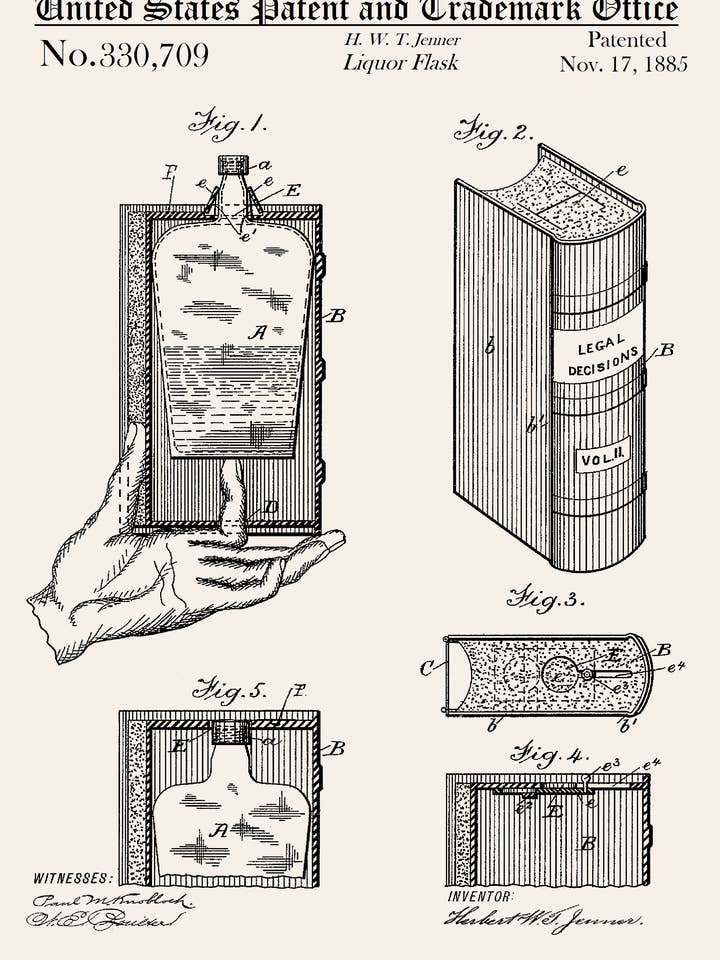 Carte de vœux Book Club Liquor Flask Everyday pour la vente par PATENT PRESS GREETING CARDS